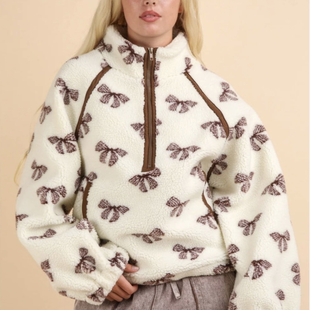 Cream and Brown Teddy Jacket